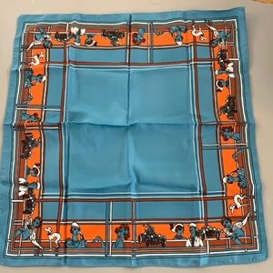 Square Italian scarf, society scene. Excellent condition! No brand noted.